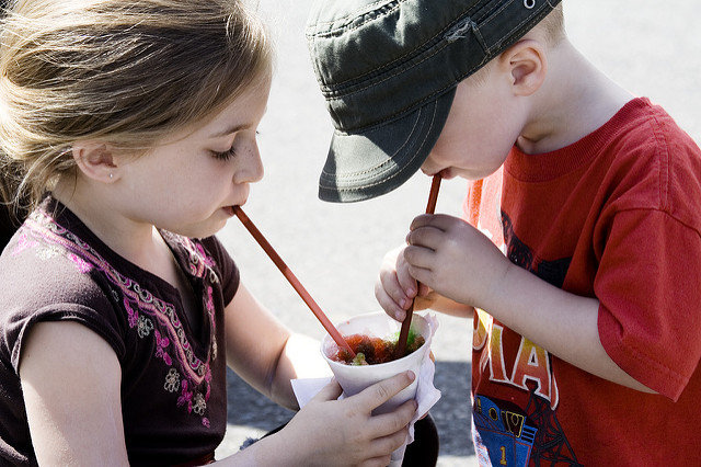 Sharing Flavored, Colored Ice