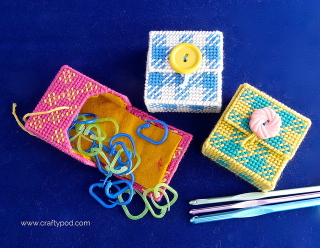 How to Make a Stitch Marker Case from Plastic Canvas, Using Cottonish Yarn